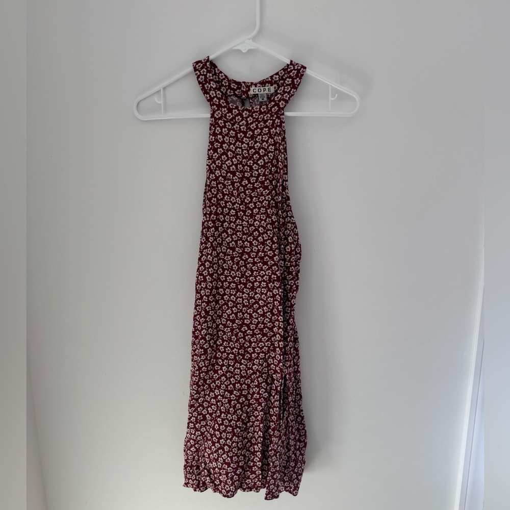 LOFT Dark Red Floral Mini Dress